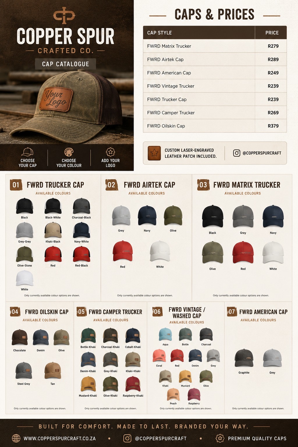 Copper Spur full cap catalogue