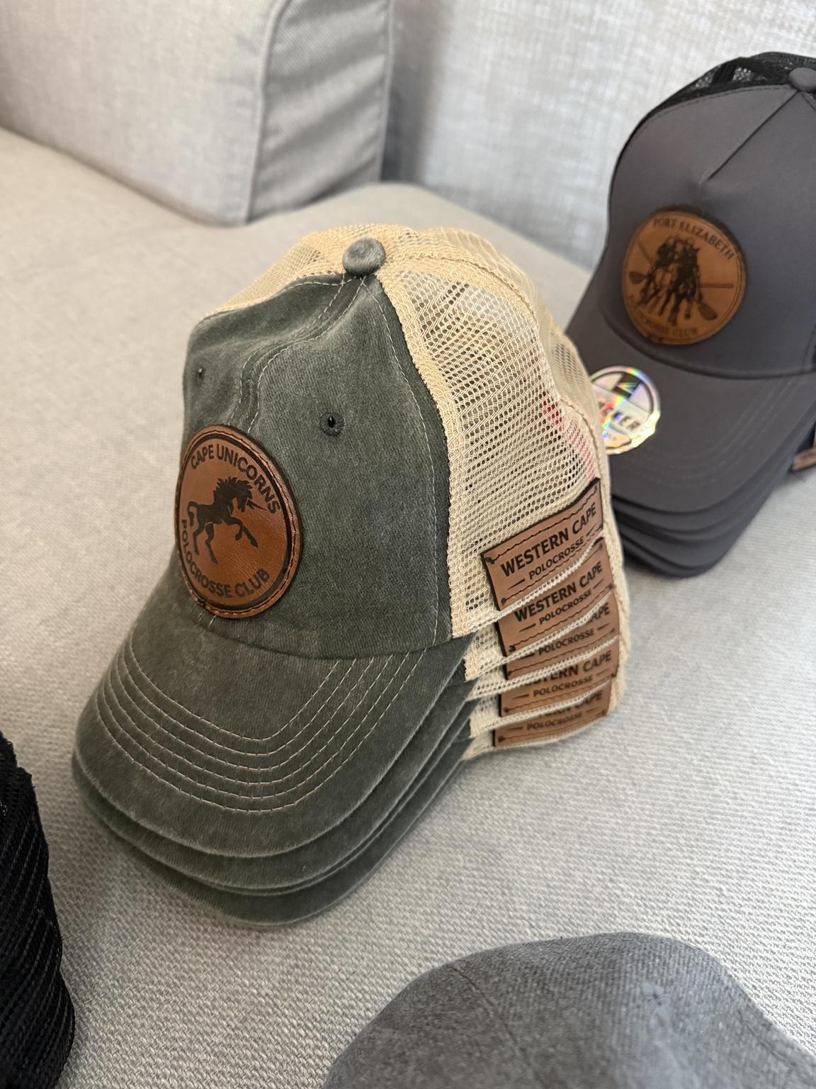 Cape Unicorns green custom caps